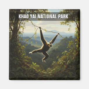Gibbon i Khao Yai nationalpark Thailand Magnet