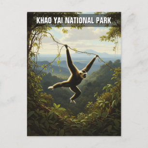 Gibbon i Khao Yai nationalpark Thailand Vykort