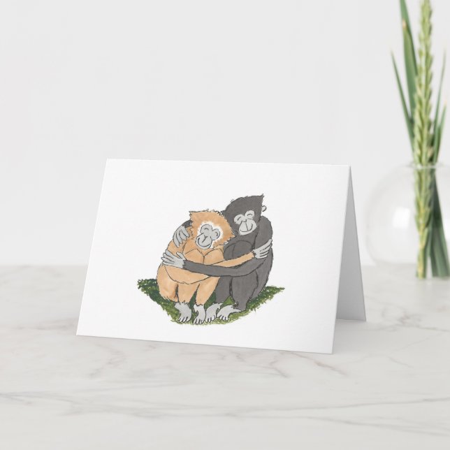 Gibbon Valentine Day card Kort (Framsida)