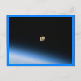 Gibbous måne från omloppsbana Blå kant Vykort