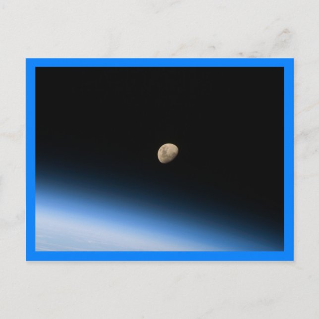 Gibbous måne från omloppsbana Blå kant Vykort (Framsida)