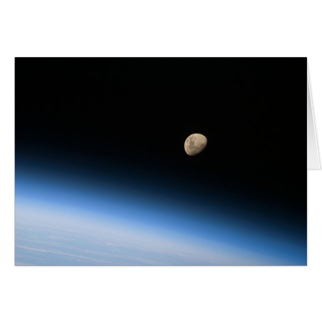 Gibbous Moon från Orbit Card Hälsningskort (Framsidan Horizontal)