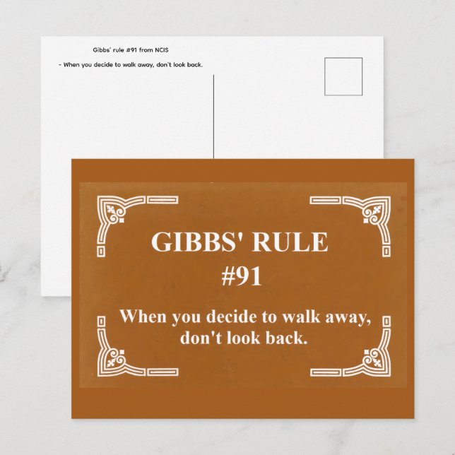 Gibbs regel 91 vykort (Fram/baksida)