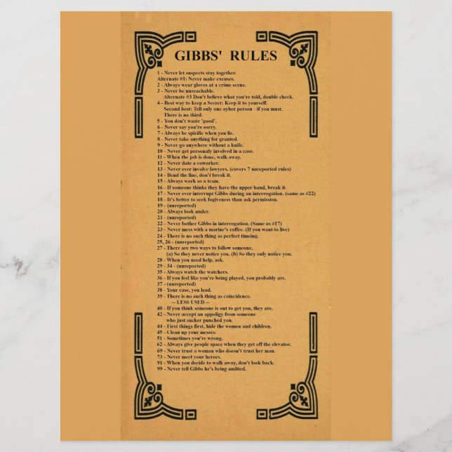 Gibbs regler reklamblad (Baksidan)