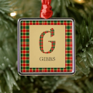 Gibbs-rutig monogram G Julgransprydnad Metall