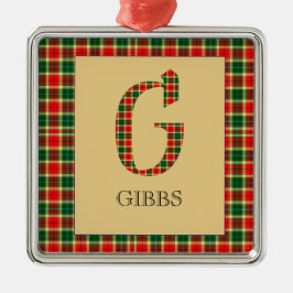 Gibbs-rutig monogram G Julgransprydnad Metall