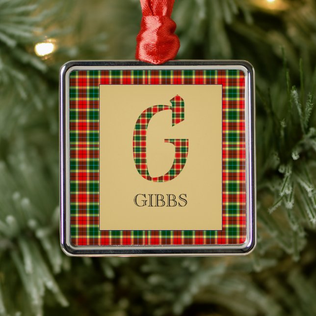 Gibbs Tartan Monogram G Julgransprydnad Metall (Träd)