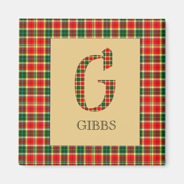Gibbs Tartan Monogram G Magnet (Framsidan)