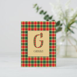 Gibbs Tartan Monogram G Vykort