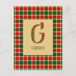 Gibbs Tartan Monogram G  Vykort