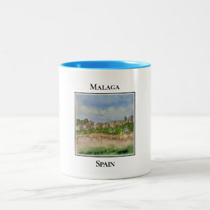 Gibralfaro slott och Alcazaba. Malaga Spanien Två-Tonad Mugg