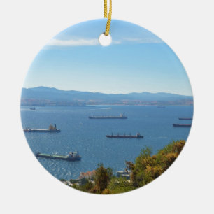 Gibraltar ankring från över julgransprydnad keramik