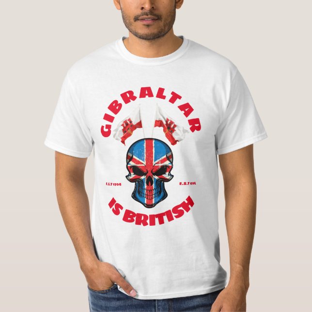 Gibraltar är British est 1704 Scull T-Shirt (Framsida)