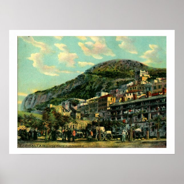 Gibraltar, Casemates Square, Vintage Poster (Framsidan)