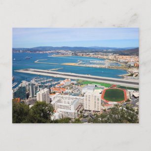 Gibraltar City and Airport Runway Vykort