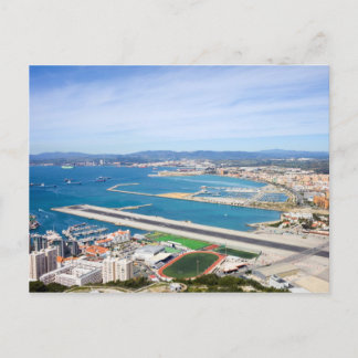 Gibraltar Cityscape och Airport Runway från ovan Vykort