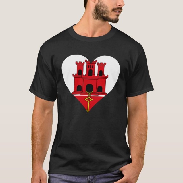 Gibraltar Flag Heart Gibraltar  Love Gibraltar T Shirt (Framsida)