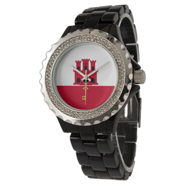 Gibraltar flagga armbandsur (Vinklad)