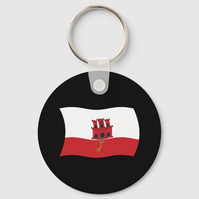 Gibraltar Flagga Keychain Nyckelring (Framsida)