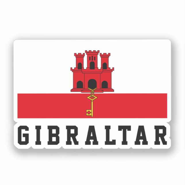 Gibraltar Flagga Klistermärken (Framsida)