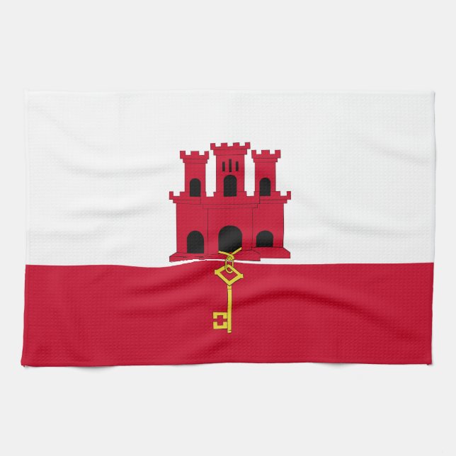 Gibraltar flagga kökshandduk (Horisontell)