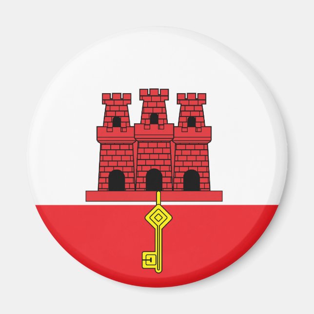 Gibraltar Flagga Magnet (Framsidan)