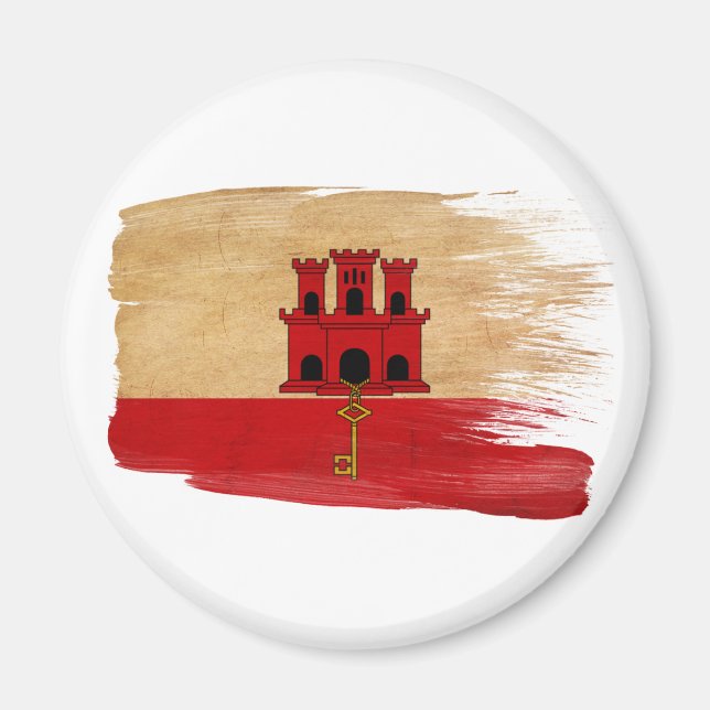 Gibraltar Flagga Magnet (Framsidan)