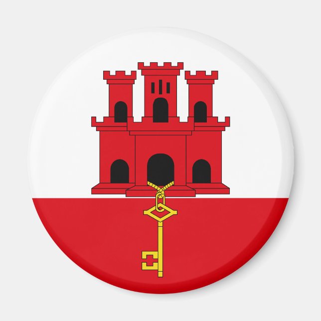 Gibraltar Flagga Magnet (Framsidan)