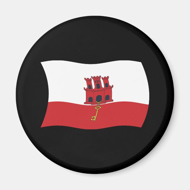 Gibraltar Flagga Magnet (Framsidan)