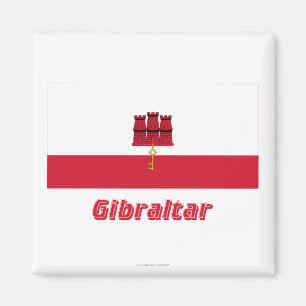 Gibraltar flagga med namn magnet