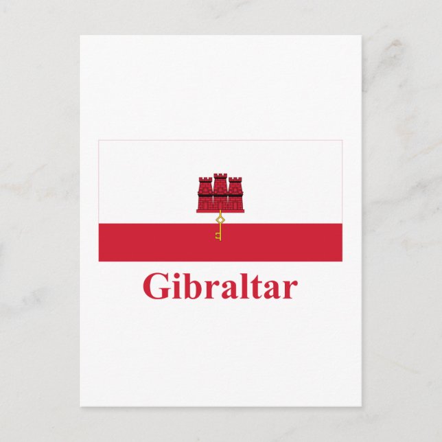 Gibraltar Flagga med Namn Vykort (Framsida)