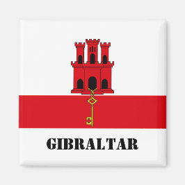 Gibraltar Flagga med text Gibraltar Magnet