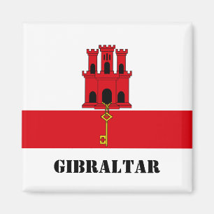 Gibraltar flagga med text Gibraltar Magnet
