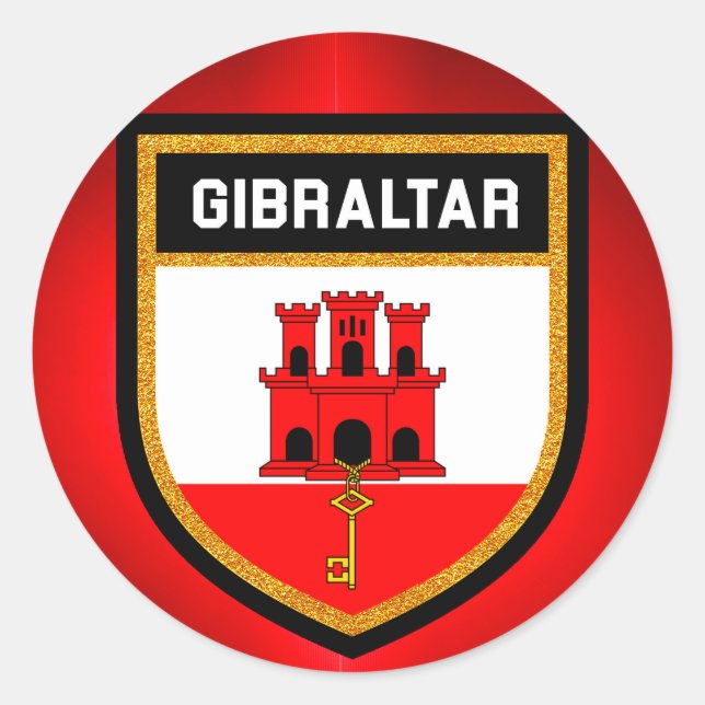 Gibraltar Flagga Runt Klistermärke (Framsida)