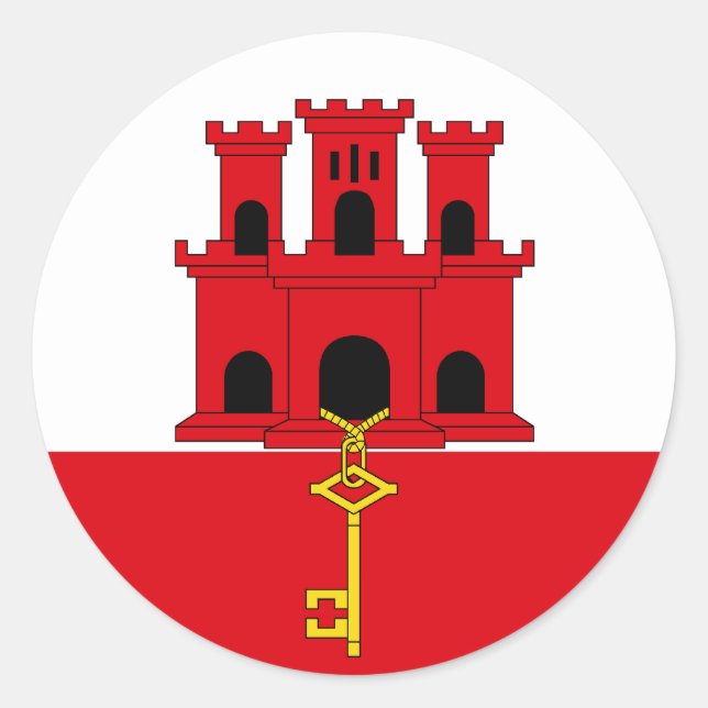 Gibraltar Flagga Sticker Runt Klistermärke (Framsida)