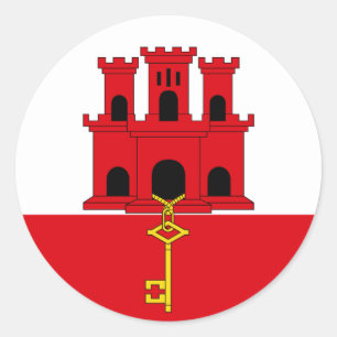 Gibraltar Flagga Sticker Runt Klistermärke