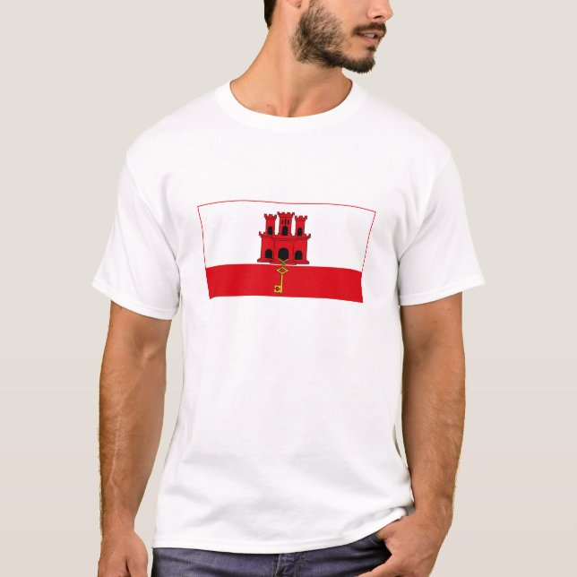 Gibraltar Flagga T Shirt (Framsida)