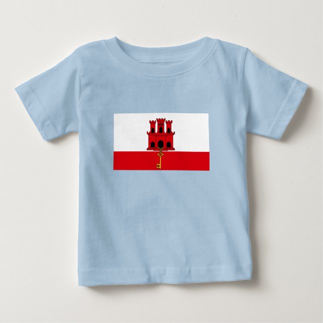 Gibraltar Flagga T Shirt (Framsida)