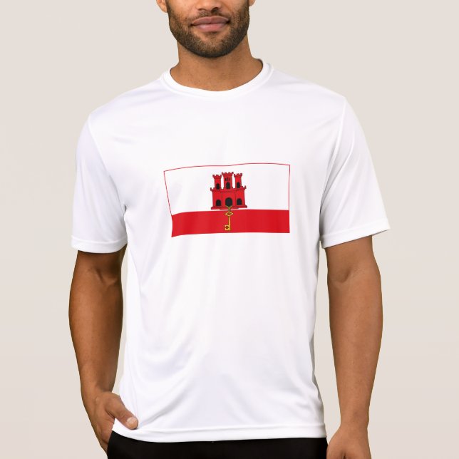 Gibraltar Flagga T Shirt (Framsida)