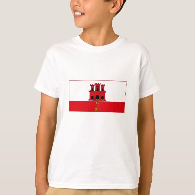 Gibraltar Flagga T Shirt (Framsida)
