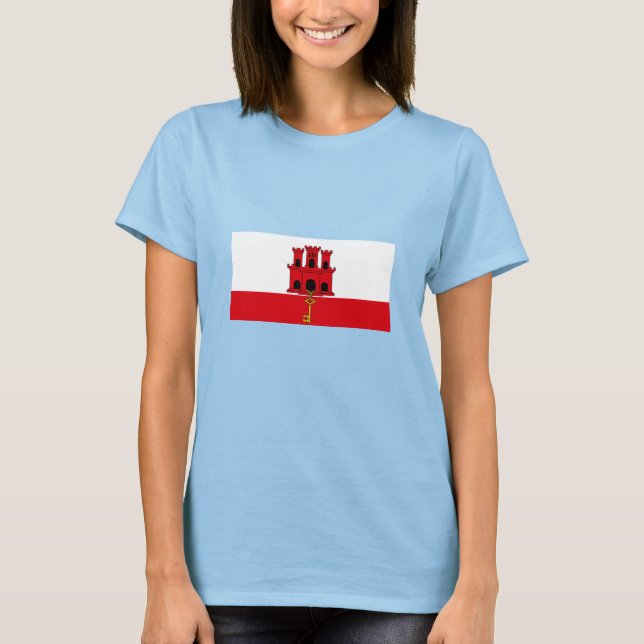 Gibraltar Flagga T Shirt (Framsida)