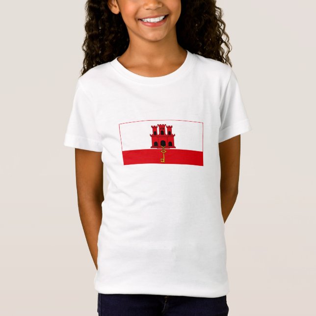 Gibraltar Flagga T Shirt (Framsida)