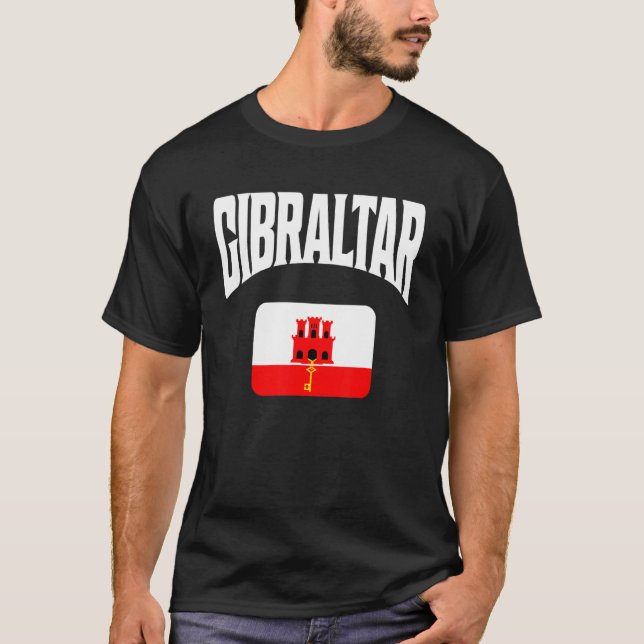 Gibraltar Flagga T Shirt (Framsida)