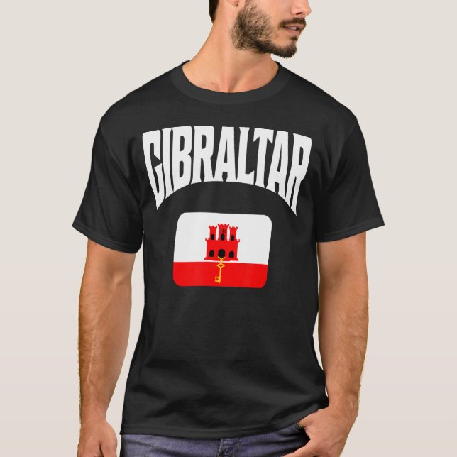 Gibraltar Flagga T Shirt (Framsida)