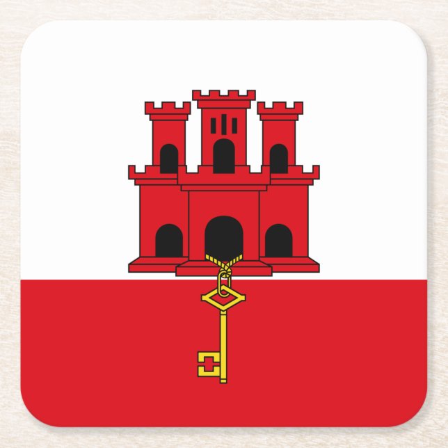 Gibraltar flagga underlägg papper kvadrat (Framsidan)