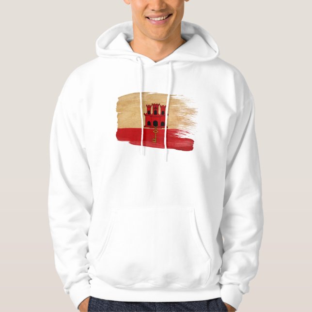 Gibraltar flaggaHoodie Sweatshirt (Framsida)