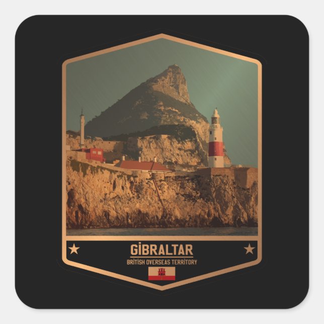 Gibraltar Fyrkantigt Klistermärke (Framsida)