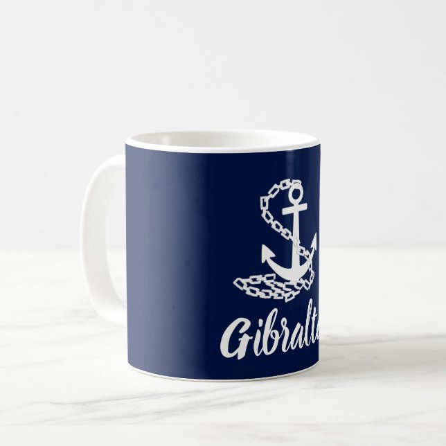 Gibraltar - Havsblått och vitt Stil och Mugg (Framsida vänster)