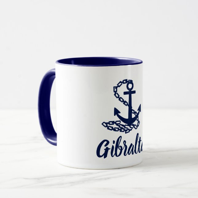 Gibraltar - Havsblått och vitt Stil och Mugg (Framsida vänster)