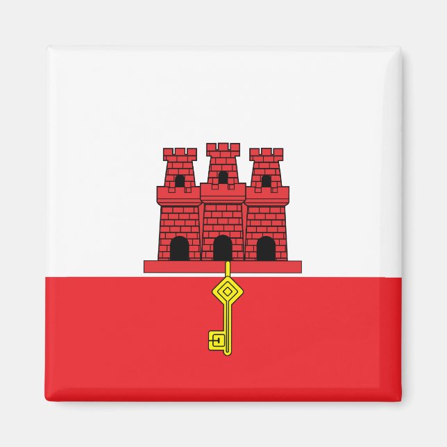 Gibraltar High Quality Flagga Magnet (Framsidan)